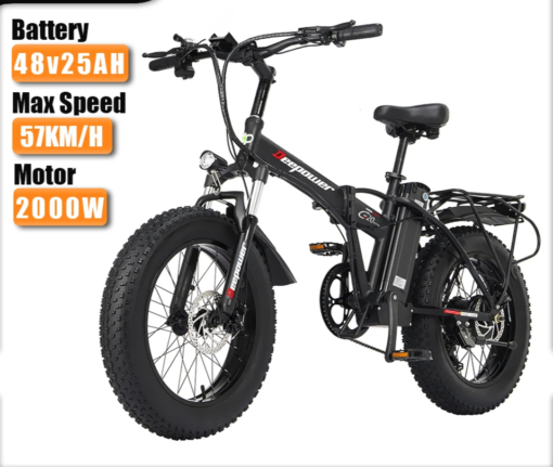 DEEPOWER 2000W Adults Electric Bike Bicycle 1000W 48V 12.8AH 20 Inch Off-Road Tire Folding Electric E Bikes Mountain Ebike